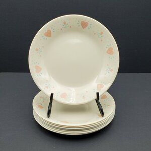 Corelle Forever Yours Bread Plates Corning PInk Hearts Dessert Appetizer Plates